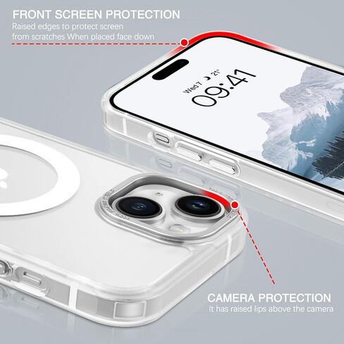 حافظة BENTOBEN لهاتف iPhone 15، حافظة هاتف iPhone 15 [متوافقة مع MagSafe]، غطاء مغناطيسي شفاف غير لامع مقاوم للصدمات للنساء والفتيات لهاتف iPhone 15 6.1 بوصة، وردي فاقع in Kuwait