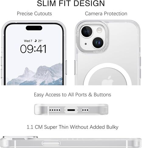 حافظة BENTOBEN لهاتف iPhone 15، حافظة هاتف iPhone 15 [متوافقة مع MagSafe]، غطاء مغناطيسي شفاف غير لامع مقاوم للصدمات للنساء والفتيات لهاتف iPhone 15 6.1 بوصة، وردي فاقع in Kuwait