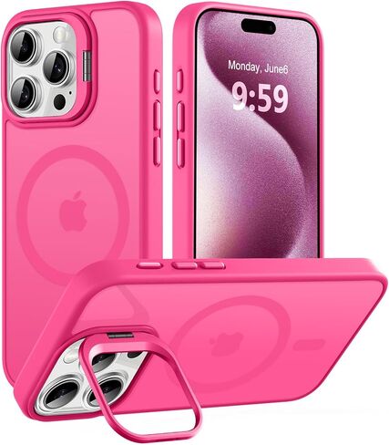 Magnetic for iPhone 13 Case & iPhone 14 case, Compatible with Magsafe, Built-in Stash Stand, Matte Scratch-Resistant Back Cover Shockproof Phone Case for iPhone 13/ iPhone 14, Black in Saudi Arabia