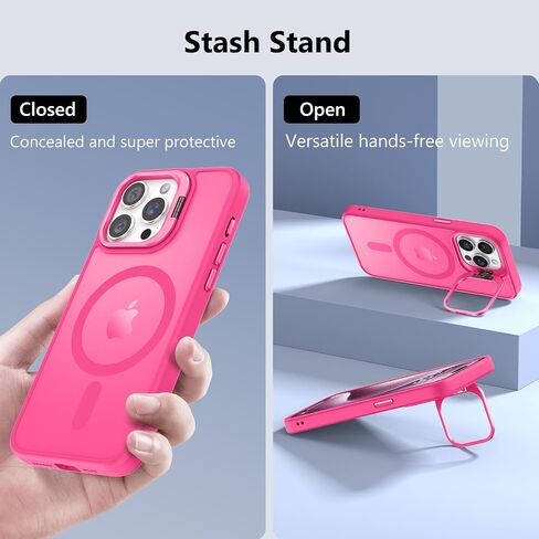 Magnetic for iPhone 13 Case & iPhone 14 case, Compatible with Magsafe, Built-in Stash Stand, Matte Scratch-Resistant Back Cover Shockproof Phone Case for iPhone 13/ iPhone 14, Black in Saudi Arabia