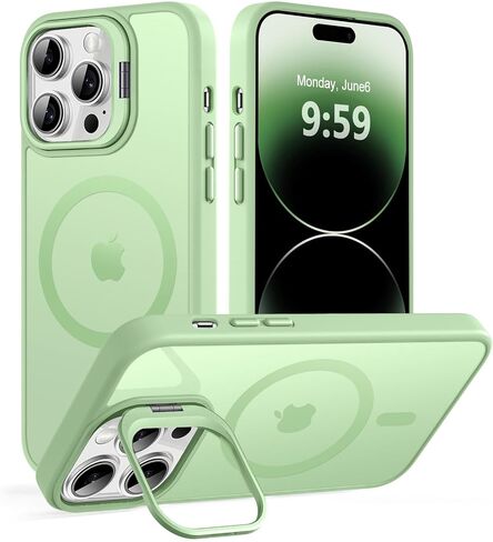 Magnetic for iPhone 13 Case & iPhone 14 case, Compatible with Magsafe, Built-in Stash Stand, Matte Scratch-Resistant Back Cover Shockproof Phone Case for iPhone 13/ iPhone 14, Black in Saudi Arabia