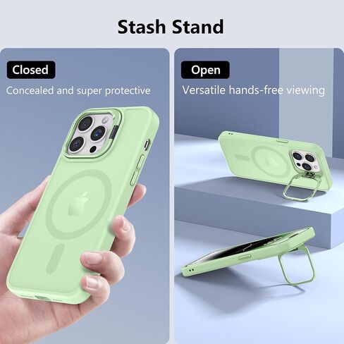 Magnetic for iPhone 13 Case & iPhone 14 case, Compatible with Magsafe, Built-in Stash Stand, Matte Scratch-Resistant Back Cover Shockproof Phone Case for iPhone 13/ iPhone 14, Black in Saudi Arabia