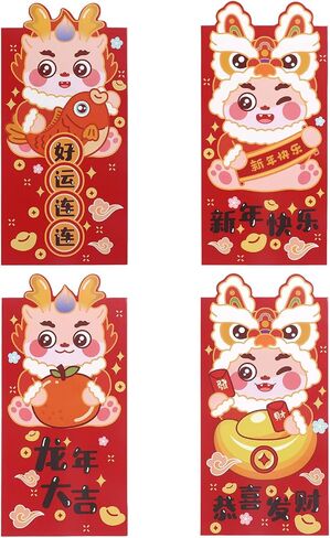 NEWEST 24 Pieces Cute Horse Chinese New Year Red Envelopes 2026, Shiny Red Packets Hongbao, 6 Patterns Large Lucky Cash Money Envelopes Spring Festival Birthday Weddings Party, 7 x 3.5In in Saudi Arabia