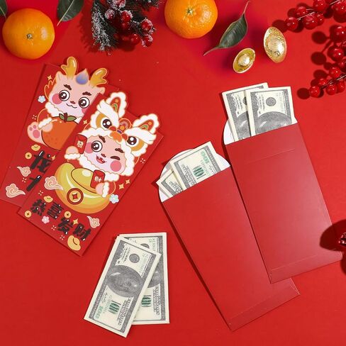 NEWEST 24 Pieces Cute Horse Chinese New Year Red Envelopes 2026, Shiny Red Packets Hongbao, 6 Patterns Large Lucky Cash Money Envelopes Spring Festival Birthday Weddings Party, 7 x 3.5In in Saudi Arabia