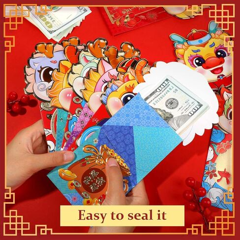 NEWEST 24 Pieces Cute Horse Chinese New Year Red Envelopes 2026, Shiny Red Packets Hongbao, 6 Patterns Large Lucky Cash Money Envelopes Spring Festival Birthday Weddings Party, 7 x 3.5In in Saudi Arabia