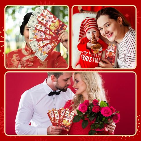 NEWEST 24 Pieces Cute Horse Chinese New Year Red Envelopes 2026, Shiny Red Packets Hongbao, 6 Patterns Large Lucky Cash Money Envelopes Spring Festival Birthday Weddings Party, 7 x 3.5In in Saudi Arabia