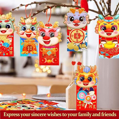 NEWEST 24 Pieces Cute Horse Chinese New Year Red Envelopes 2026, Shiny Red Packets Hongbao, 6 Patterns Large Lucky Cash Money Envelopes Spring Festival Birthday Weddings Party, 7 x 3.5In in Saudi Arabia