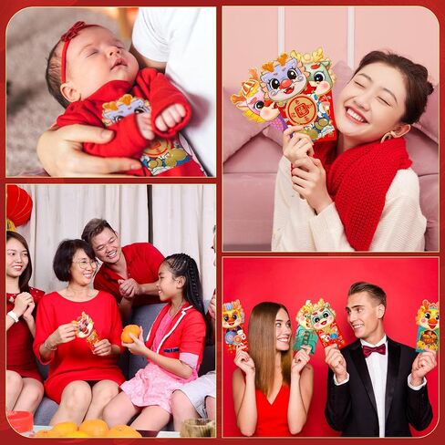 NEWEST 24 Pieces Cute Horse Chinese New Year Red Envelopes 2026, Shiny Red Packets Hongbao, 6 Patterns Large Lucky Cash Money Envelopes Spring Festival Birthday Weddings Party, 7 x 3.5In in Saudi Arabia