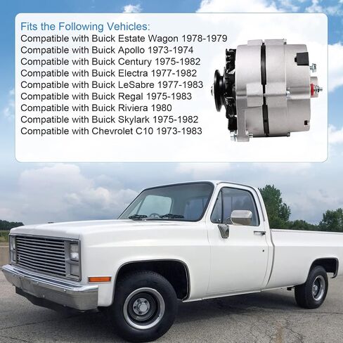 المولد 105 أمبير سلك واحد متوافق مع Buick Apollo Century Electra Estate Wagon Lesabre Regal Riviera Skylark Chevy C10 C20 C30 يستبدل # ADR0335 400-12340 7127-SE105 7127NSE-HO in Saudi Arabia