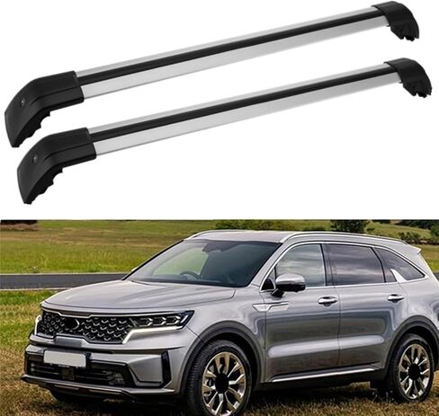 قضبان متقاطعة لرف السقف قابلة للقفل من MotorFansClub تناسب KIA Sorento 2021 2022 2023، تناسب Hyundai Tucson 2016 2017 2018 2019 2020 2021 رف أمتعة البضائع على السقف (قطعتان) in Saudi Arabia