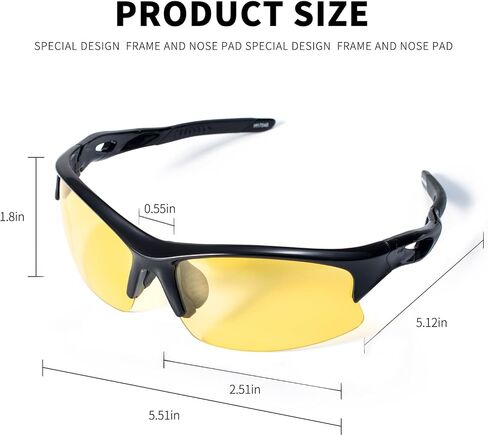 Night Vision Driving Glasses HD Yellow Lens Fit Over Sunglasses for Men Women Anti Glare Polarized Nighttime Glasses in Saudi Arabia