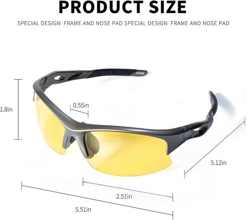 Night Vision Driving Glasses HD Yellow Lens Fit Over Sunglasses for Men Women Anti Glare Polarized Nighttime Glasses in Saudi Arabia