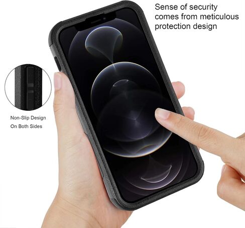 Designed for iPhone 12 Case, iPhone 12 Pro Case, Heavy Durable 3 in 1 Cover Drop-Proof Scratch-Resistant Protective Case for Apple iPhone 12/12 Pro(Black) in Saudi Arabia
