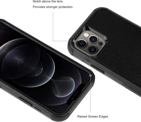 Designed for iPhone 12 Case, iPhone 12 Pro Case, Heavy Durable 3 in 1 Cover Drop-Proof Scratch-Resistant Protective Case for Apple iPhone 12/12 Pro(Black) in Saudi Arabia