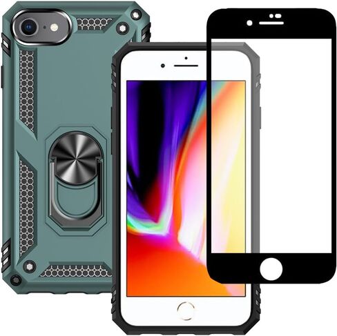 حافظة Yiakeng iPhone 8، حافظة iPhone 7، حافظة iPhone SE 2020/2022 مع واقي شاشة، حافظات حماية من الدرجة العسكرية مع حلقة لهاتف iPhone 8/7/SE 2020 (أحمر) in Kuwait