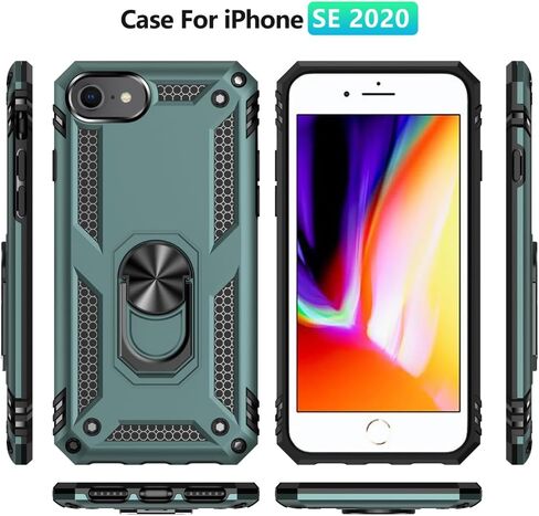 حافظة Yiakeng iPhone 8، حافظة iPhone 7، حافظة iPhone SE 2020/2022 مع واقي شاشة، حافظات حماية من الدرجة العسكرية مع حلقة لهاتف iPhone 8/7/SE 2020 (أحمر) in Kuwait