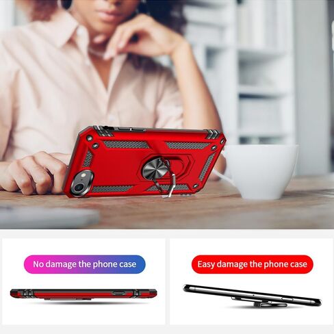حافظة Yiakeng iPhone 8، حافظة iPhone 7، حافظة iPhone SE 2020/2022 مع واقي شاشة، حافظات حماية من الدرجة العسكرية مع حلقة لهاتف iPhone 8/7/SE 2020 (أحمر) in Kuwait
