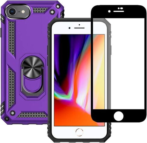حافظة Yiakeng iPhone 8، حافظة iPhone 7، حافظة iPhone SE 2020/2022 مع واقي شاشة، حافظات حماية من الدرجة العسكرية مع حلقة لهاتف iPhone 8/7/SE 2020 (أحمر) in Kuwait