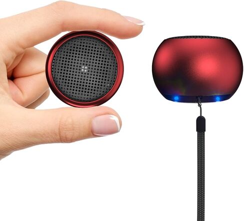 SEVENKA 2 Mini Speakers, 3W Portable Small Speaker with Strap, Water Resistant, Wireless Stereo Pairing, Rechargeable Metal Mini Bluetooth Speakers for Phone, Tablet, PC, Camping, Hiking-Red in Saudi Arabia
