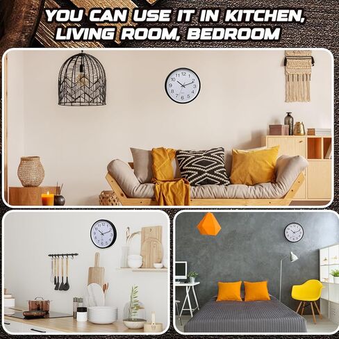 Inbagi 16 Pcs Wall Clock Large 12 Inch Silent Battery Operated Wall Clock Modern Non Ticking Quiet Quartz Clock Bulk for Kitchen Office Living Room Home Bathroom Bedroom Classroom School Decor, Black in Kuwait