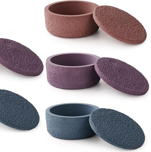 Cement Candle Jar Mold with Lid Round Lava Texture Box Silicone Molds for Epoxy Resin Candle Vessels Pen Holder Plant Pot Resin Concrete Storage Mold DIY Unique Crafts Decor in Saudi Arabia