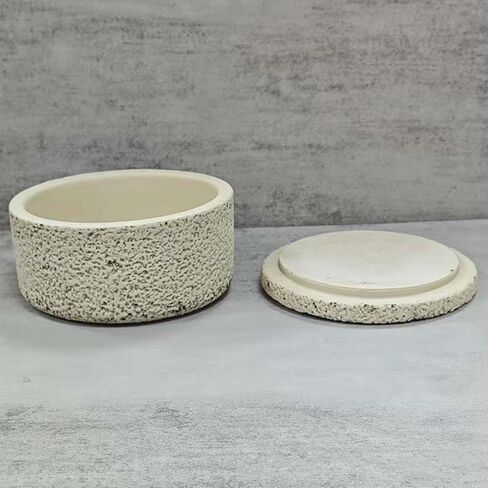 Cement Candle Jar Mold with Lid Round Lava Texture Box Silicone Molds for Epoxy Resin Candle Vessels Pen Holder Plant Pot Resin Concrete Storage Mold DIY Unique Crafts Decor in Saudi Arabia