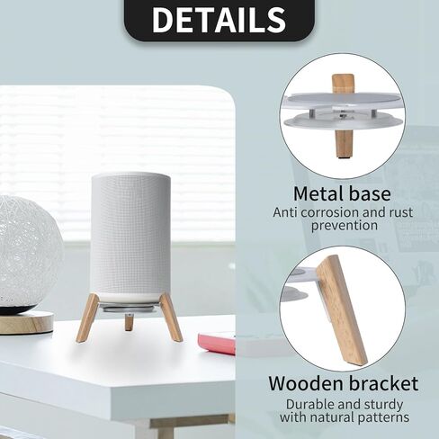 حامل مكبر صوت سطح المكتب من الخشب الحقيقي من شينار، حامل مكتب للطاولة متوافق مع Sonos Era 100 مع حامل تثبيت خشبي لطاولة إدارة الكابلات لـ Sonos 100 (أبيض) in Kuwait