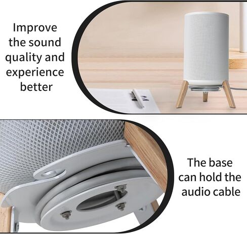 حامل مكبر صوت سطح المكتب من الخشب الحقيقي من شينار، حامل مكتب للطاولة متوافق مع Sonos Era 100 مع حامل تثبيت خشبي لطاولة إدارة الكابلات لـ Sonos 100 (أبيض) in Kuwait