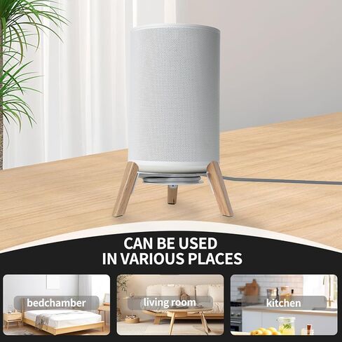 حامل مكبر صوت سطح المكتب من الخشب الحقيقي من شينار، حامل مكتب للطاولة متوافق مع Sonos Era 100 مع حامل تثبيت خشبي لطاولة إدارة الكابلات لـ Sonos 100 (أبيض) in Kuwait