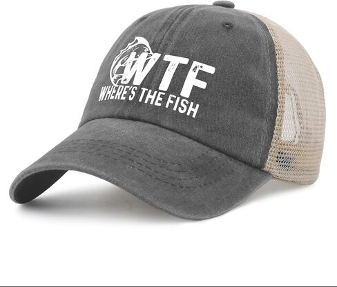 قبعة WTF Where's The Fish Hat Trucker للرجال قبعة شبكية عصرية للصيف in Saudi Arabia
