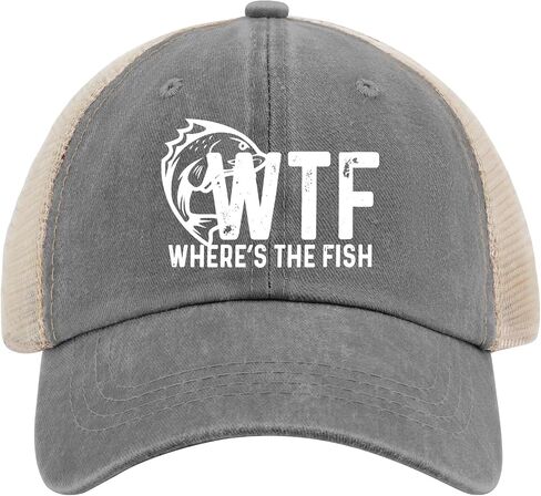قبعة WTF Where's The Fish Hat Trucker للرجال قبعة شبكية عصرية للصيف in Saudi Arabia