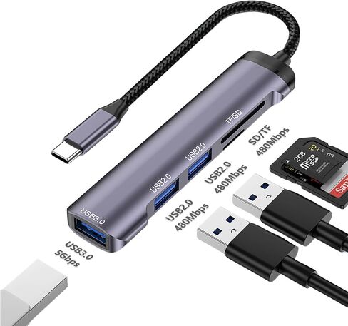 محور USB C، محطة إرساء 5 في 1 محول متعدد المنافذ مع منفذ USB 3.0، منفذ USB-C/PD، منفذ قارئ بطاقات SD/Micro SD (TF)، محول USB C من النوع C لأجهزة الكمبيوتر المحمولة Dock Dongle متوافق مع MacBook Pro Air iPad in Saudi Arabia