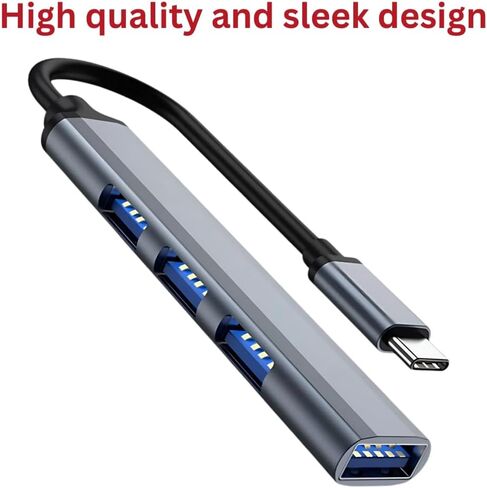 موزع USB 3.0 عالي السرعة 4 في 1 - من النوع C إلى USB 3.01 + USB 2.03 - صغير الحجم وخفيف الوزن - نقل بيانات بسرعة 5 جيجابت في الثانية - متوافق مع نظام التشغيل Mac OS/Windows - مثالي لأجهزة الكمبيوتر المحمولة وأجهزة الكمبيوتر الشخصية وXbox وPS4 in Kuwait
