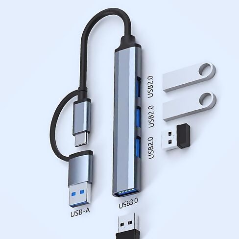 موزع USB 3.0 عالي السرعة 4 في 1 - من النوع C إلى USB 3.01 + USB 2.03 - صغير الحجم وخفيف الوزن - نقل بيانات بسرعة 5 جيجابت في الثانية - متوافق مع نظام التشغيل Mac OS/Windows - مثالي لأجهزة الكمبيوتر المحمولة وأجهزة الكمبيوتر الشخصية وXbox وPS4 in Kuwait