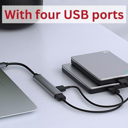 موزع USB 3.0 عالي السرعة 4 في 1 - من النوع C إلى USB 3.01 + USB 2.03 - صغير الحجم وخفيف الوزن - نقل بيانات بسرعة 5 جيجابت في الثانية - متوافق مع نظام التشغيل Mac OS/Windows - مثالي لأجهزة الكمبيوتر المحمولة وأجهزة الكمبيوتر الشخصية وXbox وPS4 in Kuwait