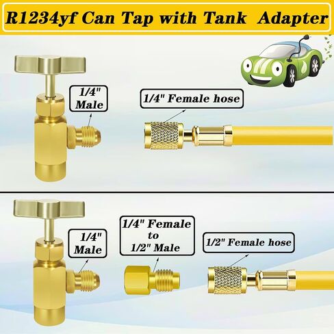 R1234yf Adapter Kit, R1234yf Quick Couplers Set, High/Low Pressure Side R1234yf Manual Connector Kit, with Self-Sealing and Puncture Style R1234yf Can Tap, tank adapter and valve core remover in Saudi Arabia