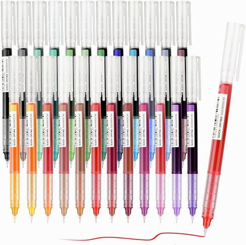 أقلام حبر سائلة من EooUooIP، أقلام كرة دوارة ملونة، أقلام حبر جل، 24 قطعة قلم رفيع متعدد الألوان لكتابة اليوميات وتدوين الملاحظات العبث والمدرسة والمكتب والمنزل in Kuwait