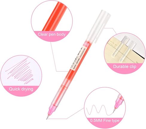 أقلام حبر سائلة من EooUooIP، أقلام كرة دوارة ملونة، أقلام حبر جل، 24 قطعة قلم رفيع متعدد الألوان لكتابة اليوميات وتدوين الملاحظات العبث والمدرسة والمكتب والمنزل in Kuwait