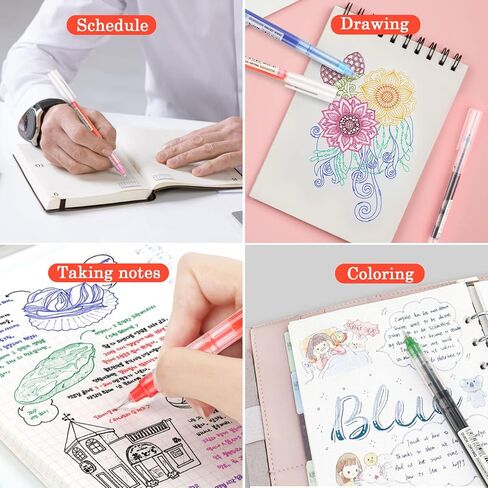 أقلام حبر سائلة من EooUooIP، أقلام كرة دوارة ملونة، أقلام حبر جل، 24 قطعة قلم رفيع متعدد الألوان لكتابة اليوميات وتدوين الملاحظات العبث والمدرسة والمكتب والمنزل in Kuwait