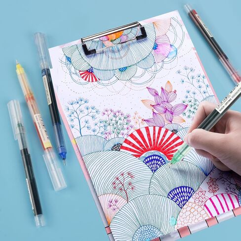 أقلام حبر سائلة من EooUooIP، أقلام كرة دوارة ملونة، أقلام حبر جل، 24 قطعة قلم رفيع متعدد الألوان لكتابة اليوميات وتدوين الملاحظات العبث والمدرسة والمكتب والمنزل in Kuwait