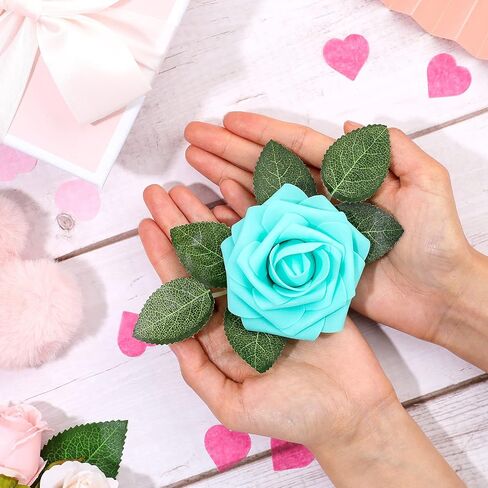 Syhood Artificial Foam Rose Flowers Vintage Fake Roses DIY Bouquets with Leaves and Stems for Wedding Bridal Shower Party Centerpieces Home Romantic Decor(Champagne,50 Pieces) in Saudi Arabia