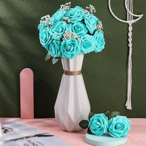 Syhood Artificial Foam Rose Flowers Vintage Fake Roses DIY Bouquets with Leaves and Stems for Wedding Bridal Shower Party Centerpieces Home Romantic Decor(Champagne,50 Pieces) in Saudi Arabia