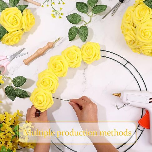 Syhood Artificial Foam Rose Flowers Vintage Fake Roses DIY Bouquets with Leaves and Stems for Wedding Bridal Shower Party Centerpieces Home Romantic Decor(Champagne,50 Pieces) in Saudi Arabia