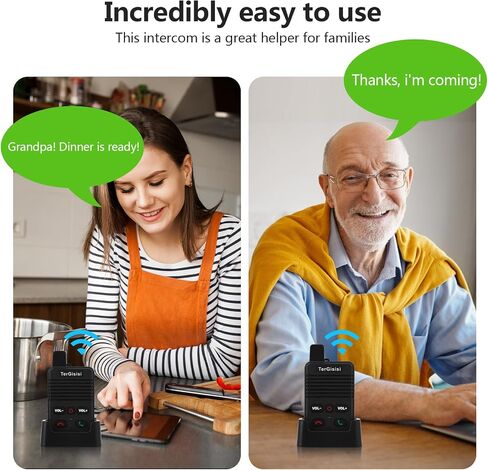 Intercom for Elderly - Full Duplex Wireless Intercom System for Home Use - 1000ft Two-Way Communication - Room to Room Intercom - Easy to Use Suitable fo Elderly/Kids/Pregnant in Saudi Arabia