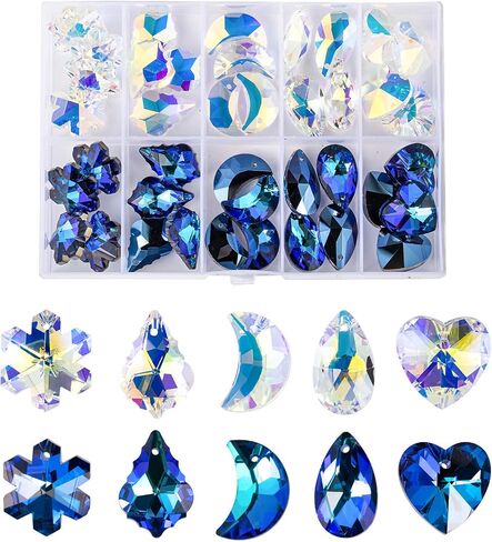 Novborcz 50Pcs AB Teardrop Crystal Beads 10x20mm Faceted Briolette Glass Beads Jewelry Making Supplied for DIY Beading Projects, Bracelets, Necklaces, Earrings & Other Jewelries in Saudi Arabia