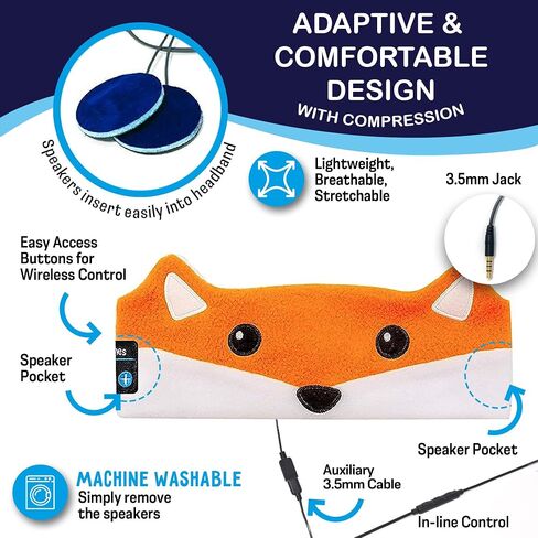 Sensory Headphones for Kids - Autism Sensory Toys, Wireless & Wired Toddler Earphones with Volume Protection, Ideal for Kids with Sensory Issues, Toddlers 3-4, Kids 5-7 - Fox in Saudi Arabia