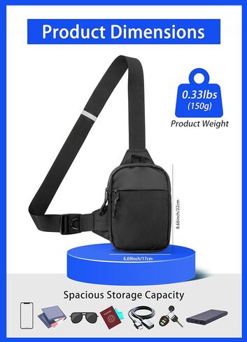 Small Sling Bag for Men and Women - Small Crossbody Bag Casual Waterproof Phone Chest Bag for Travelling Hiking in Saudi Arabia