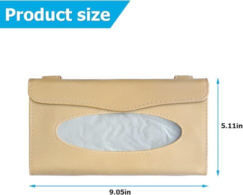 حامل مناديل السيارة، صندوق مناديل ظلة من جلد البولي يوريثان الفاخر للسيارة، منظم جيب للمناديل الواقي من الشمس، موزع أقنعة حامل مناديل المقعد الخلفي، مناديل سهلة الاستخدام، ملحقات السيارة (أسود/بيج) in Kuwait