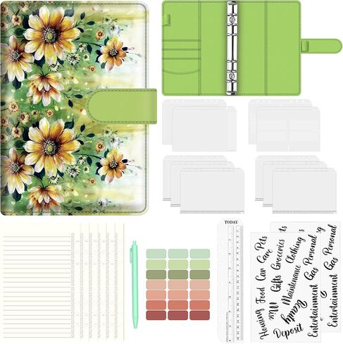 BVYA A5 Budget Binder، غطاء دفتر ملاحظات فضفاض من جلد البولي يوريثان الفاخر، غلاف دفتر الملاحظات للإدارة المالية in Kuwait