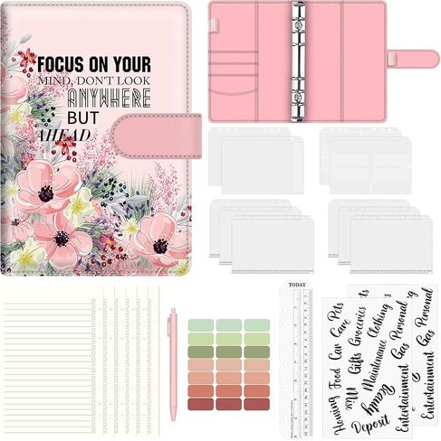 BVYA A5 Budget Binder، غطاء دفتر ملاحظات فضفاض من جلد البولي يوريثان الفاخر، غلاف دفتر الملاحظات للإدارة المالية in Kuwait